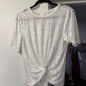 lululemon athletica White Marble Twist Front Crop Tee